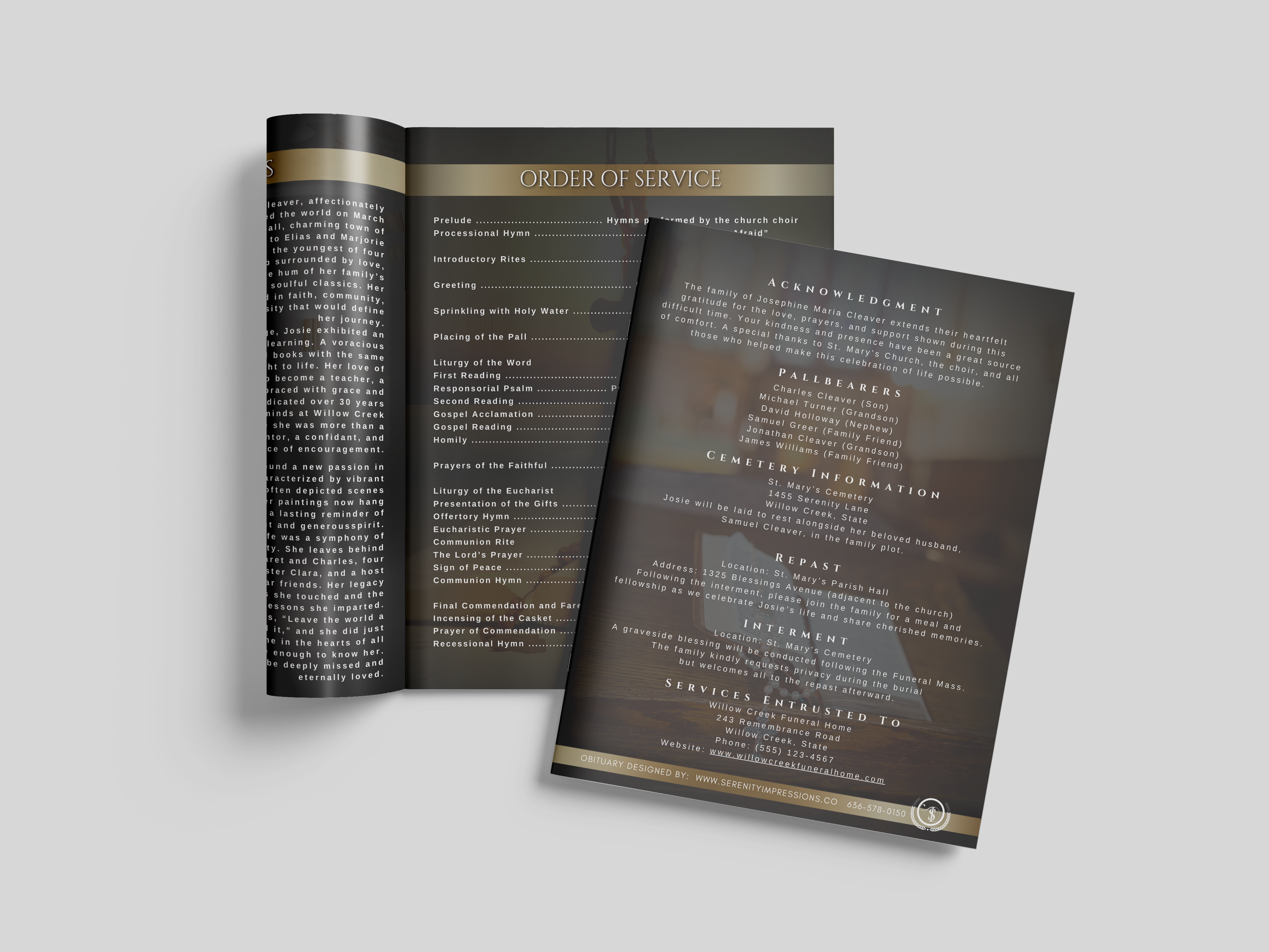 4 Page Obituary Design - Serenity Impressions