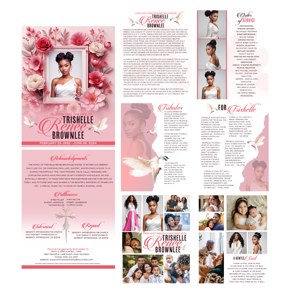 EXACT LAYOUT OBITUARY - DESIGN ONLY - Serenity Impressions