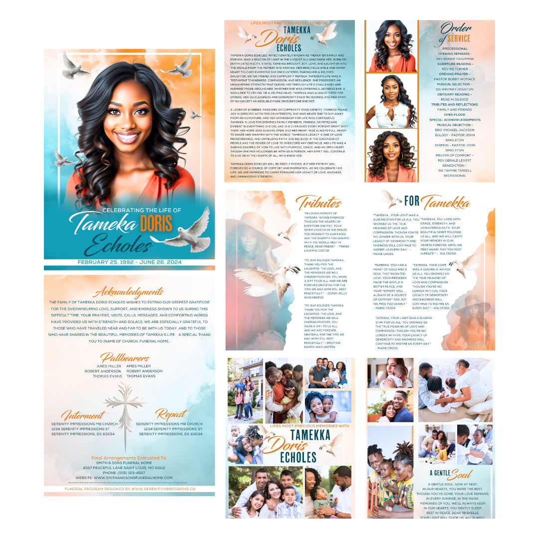 EXACT LAYOUT OBITUARY - DESIGN ONLY - Serenity Impressions