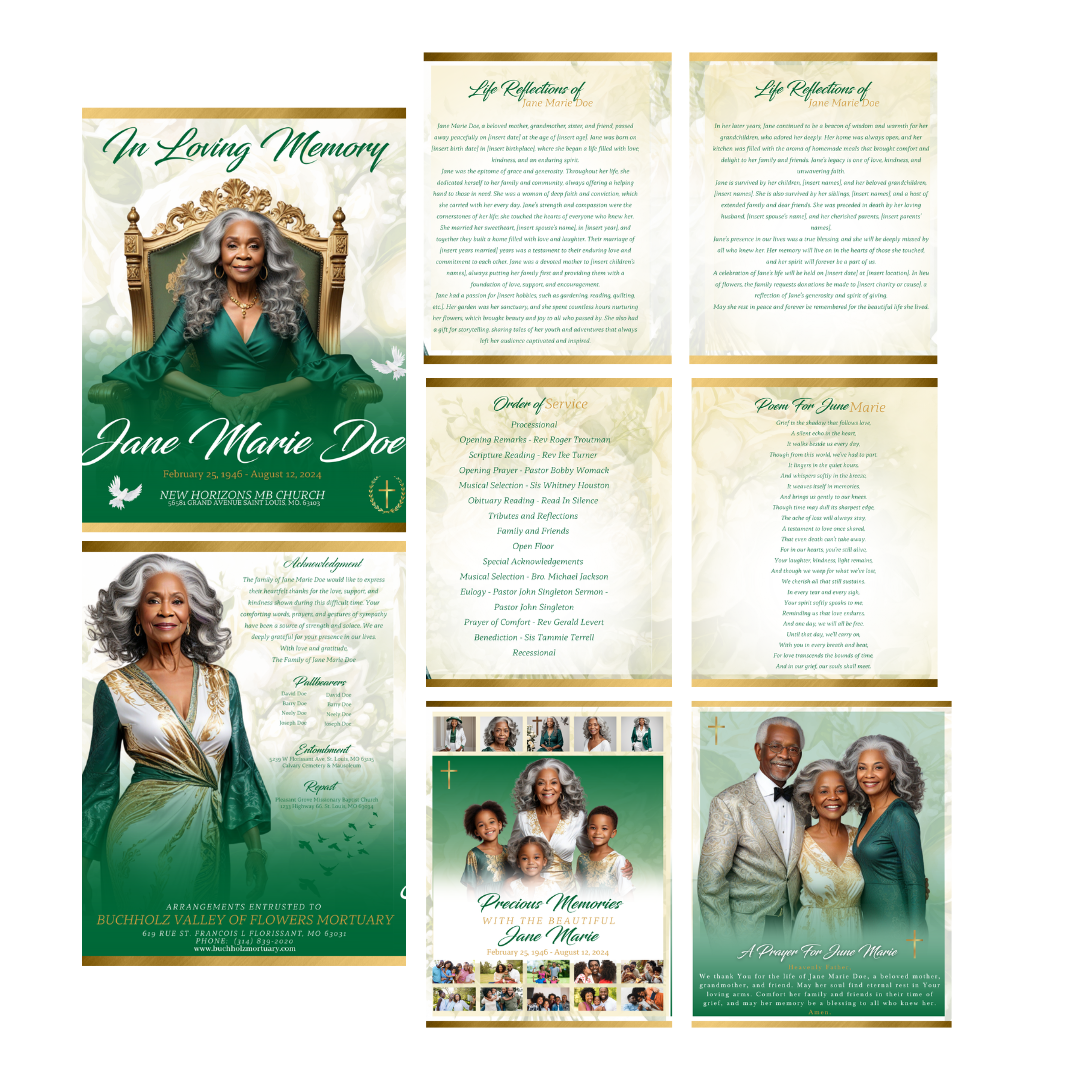 EXACT LAYOUT OBITUARY - DESIGN ONLY - Serenity Impressions