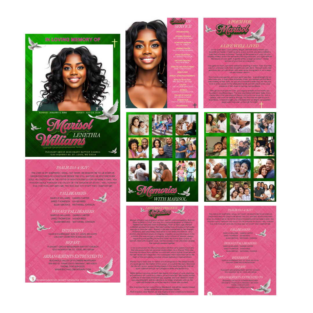 EXACT LAYOUT OBITUARY - DESIGN ONLY - Serenity Impressions