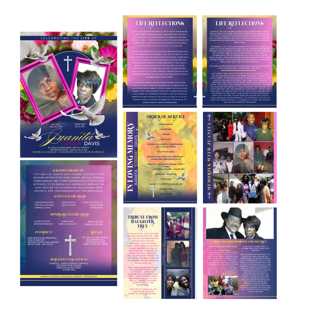 EXACT LAYOUT OBITUARY - DESIGN ONLY - Serenity Impressions