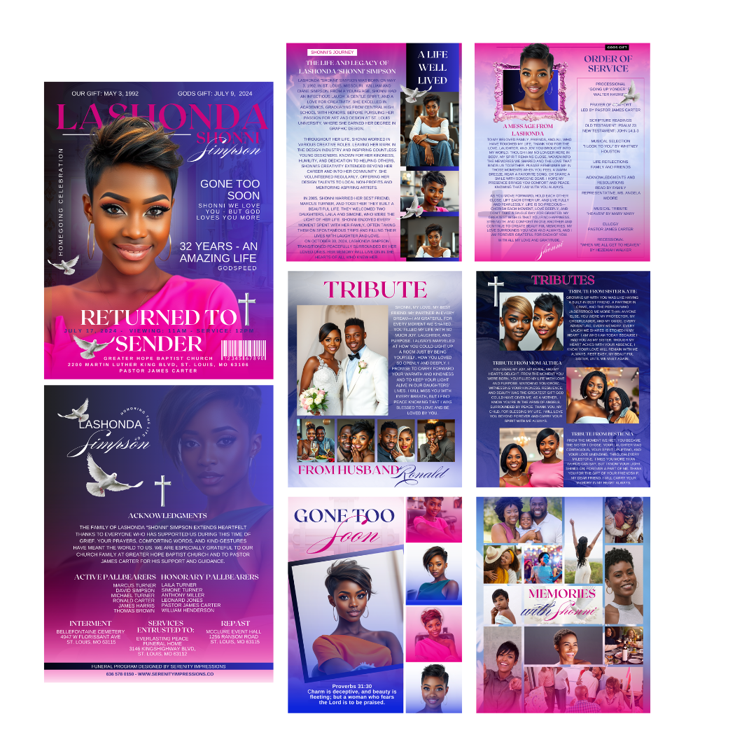 EXACT LAYOUT OBITUARY - DESIGN ONLY - Serenity Impressions