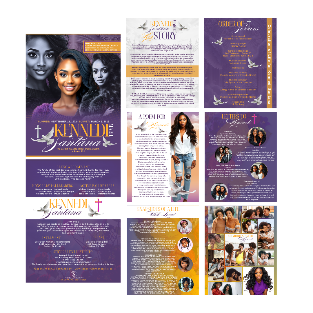 EXACT LAYOUT OBITUARY - DESIGN ONLY - Serenity Impressions