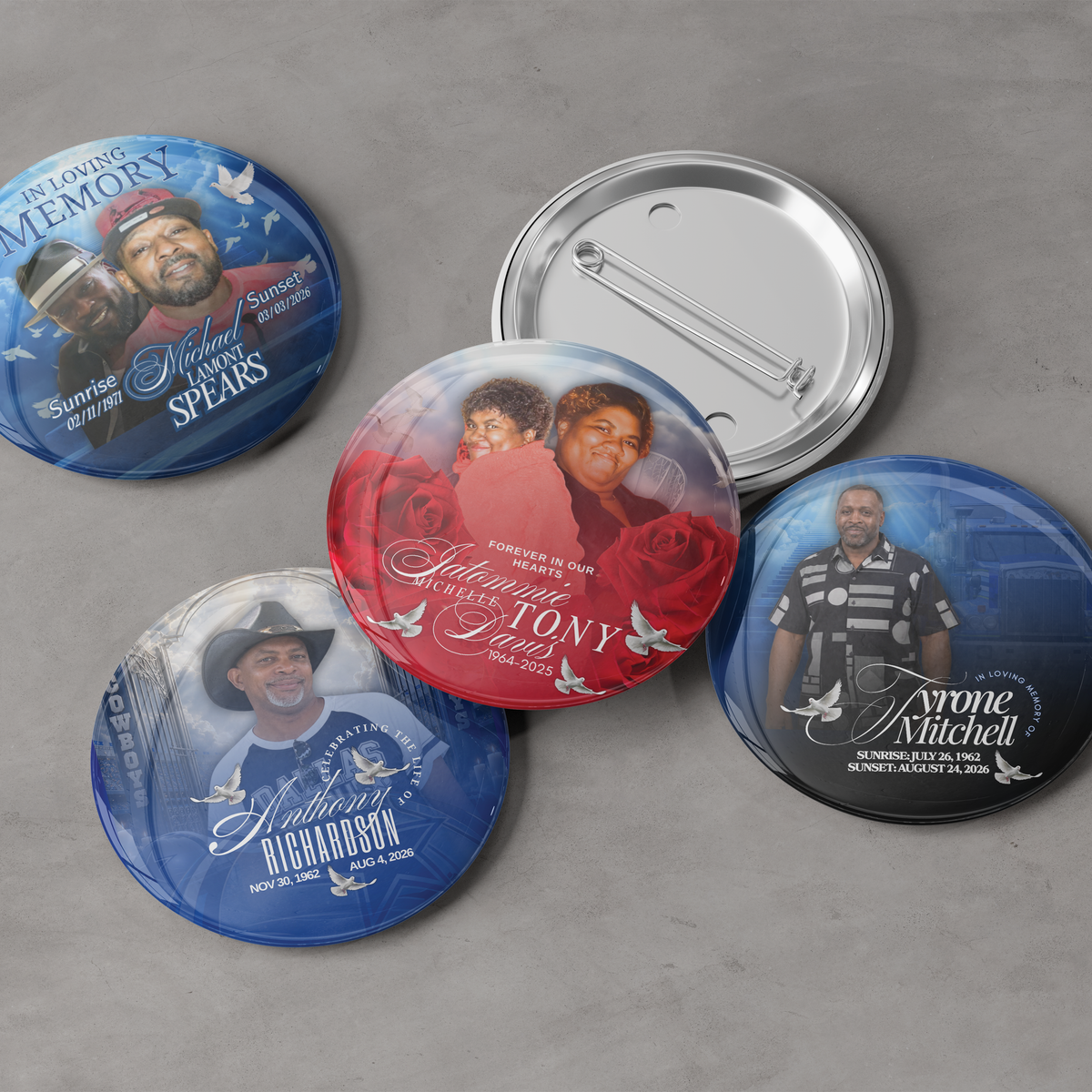 3" Pin Buttons