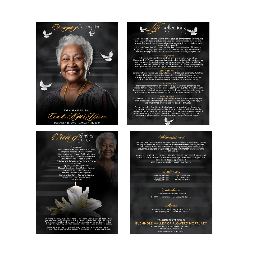 EXACT LAYOUT OBITUARY - DESIGN ONLY - Serenity Impressions