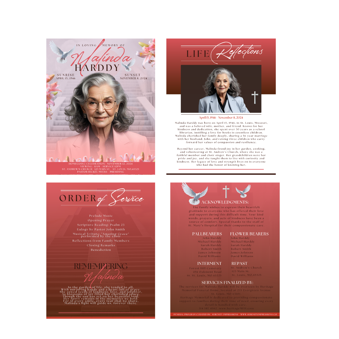 EXACT LAYOUT OBITUARY - DESIGN ONLY - Serenity Impressions