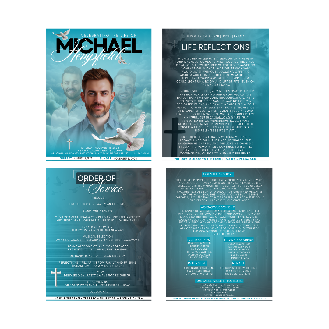 EXACT LAYOUT OBITUARY - DESIGN ONLY - Serenity Impressions