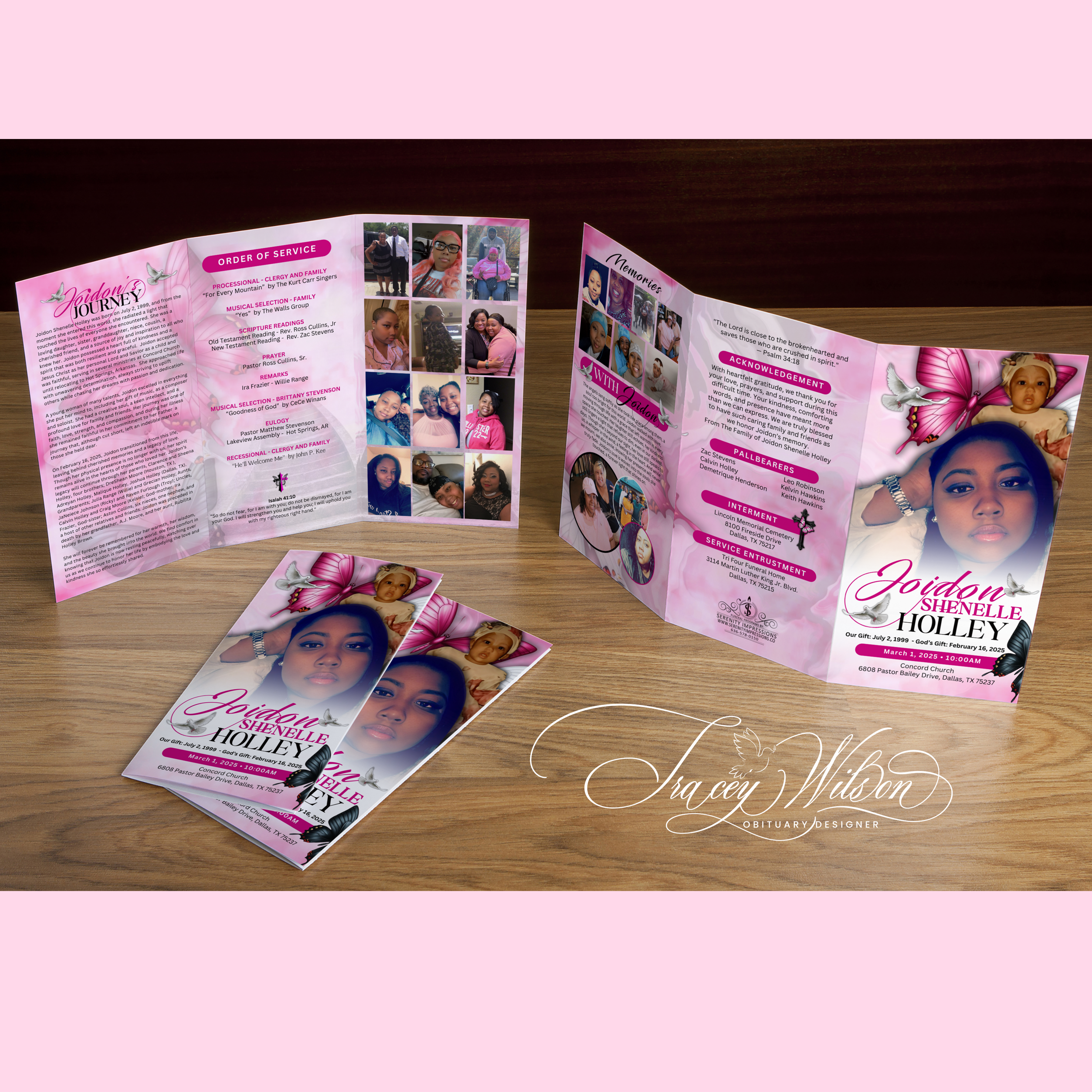 Tribute Trifold Obituary (Design & Print)