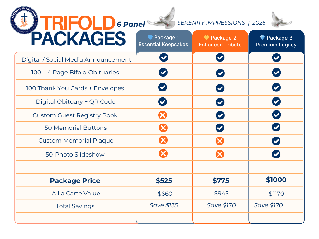 Trifold (6 Panel) Package 2 | 💛 Enhanced Tribute
