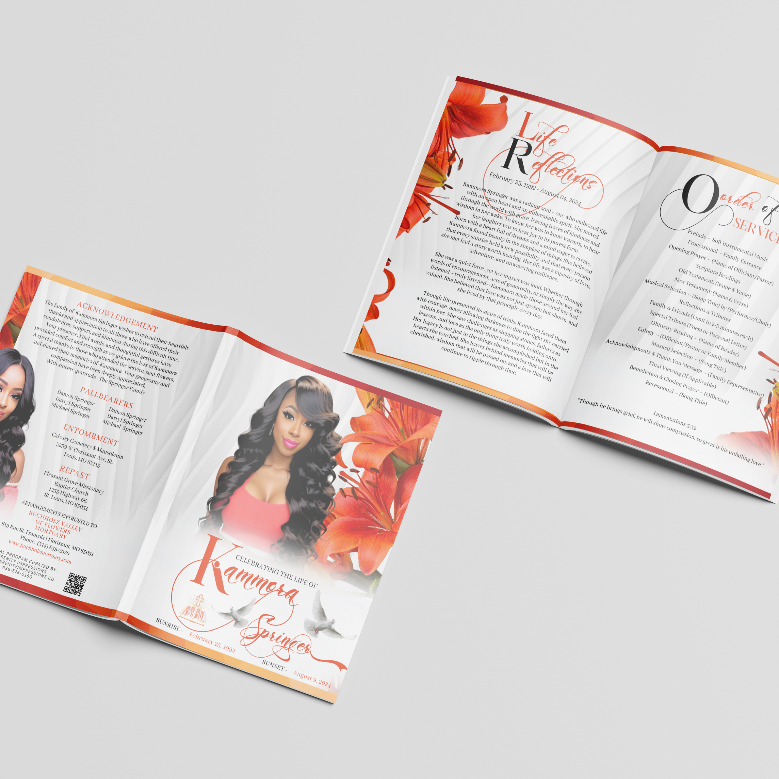 Standard 4 Page Bifold Obituary (Design & Print) - Serenity Impressions