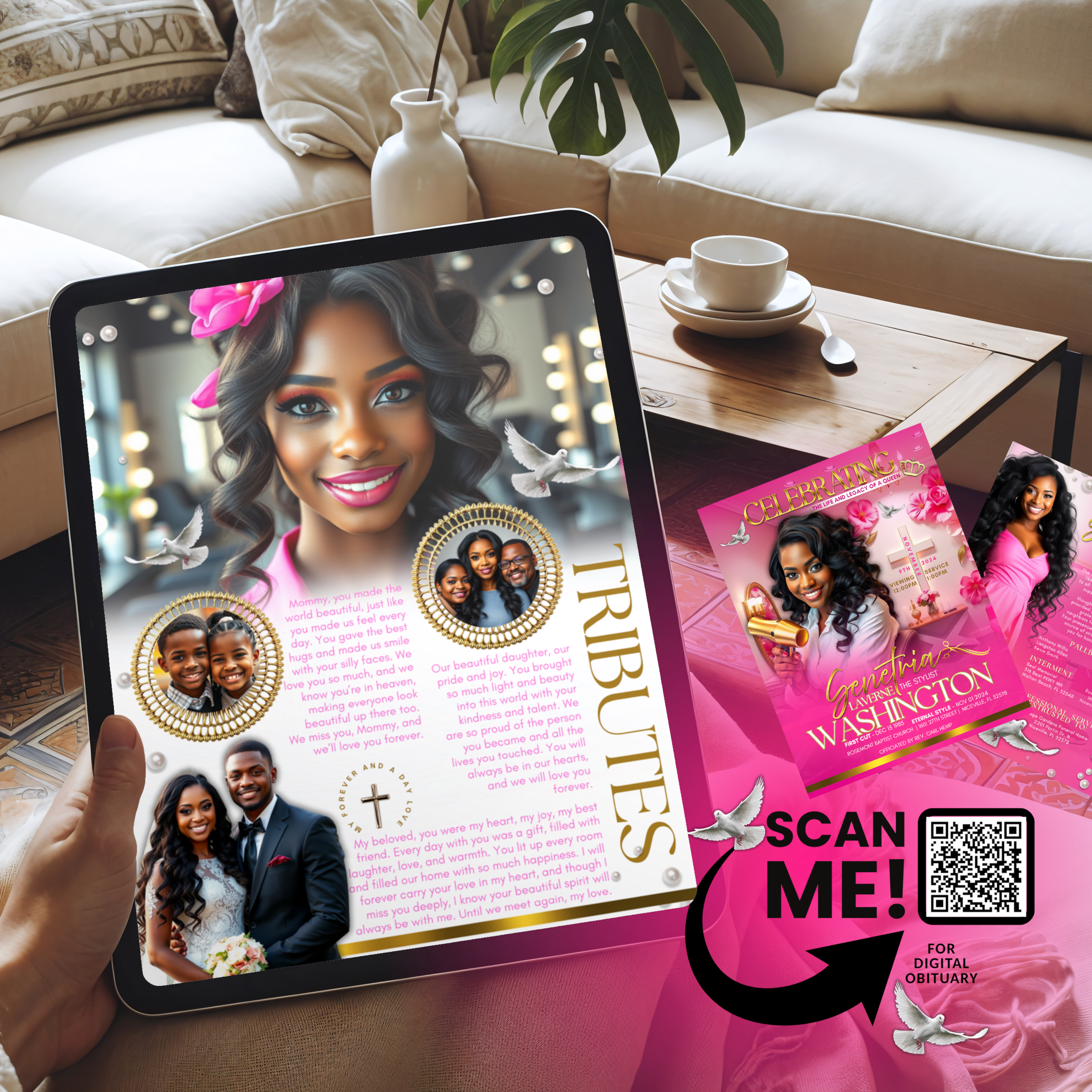 Digital Obituary with QR Code and Access