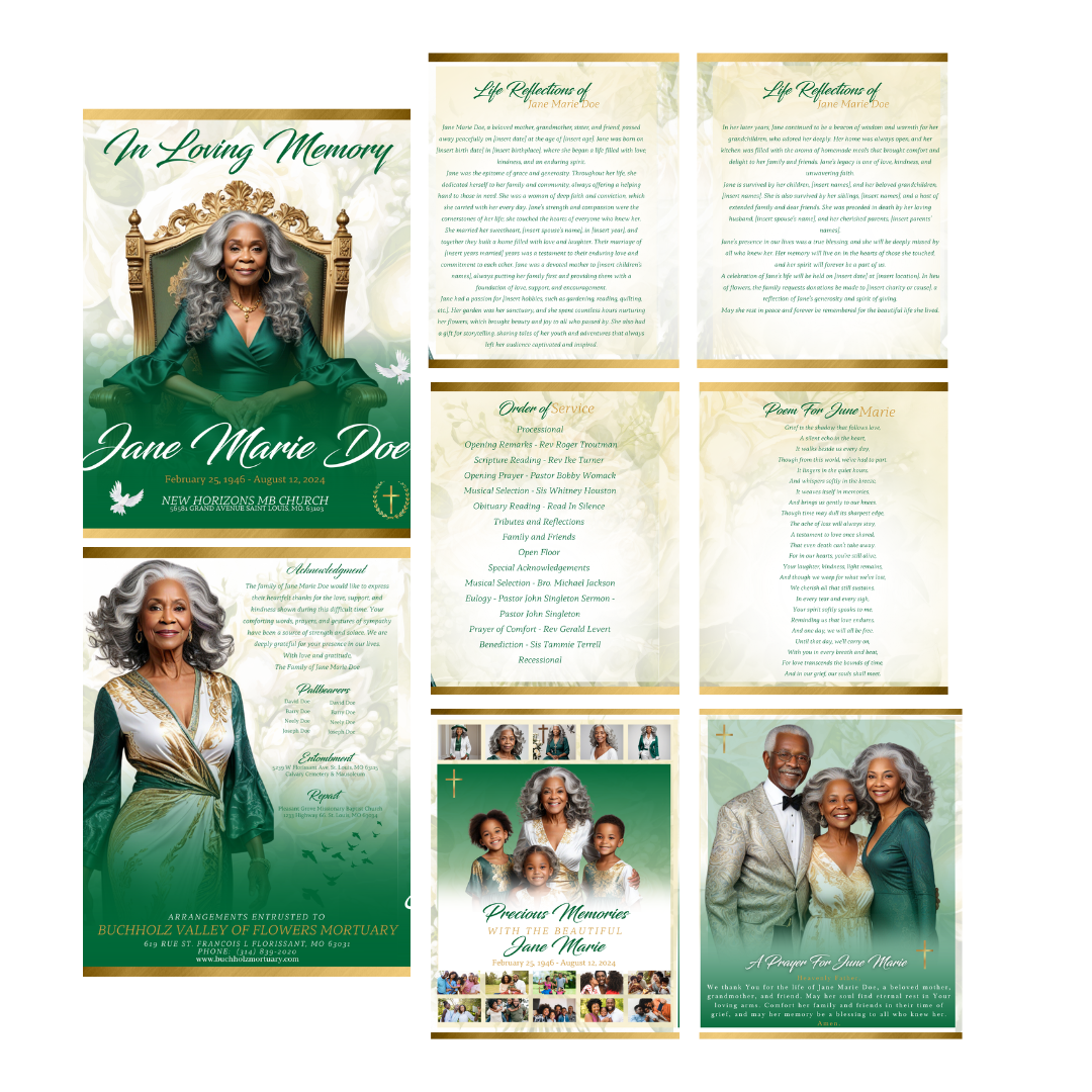 EXACT LAYOUT OBITUARY - DESIGN ONLY