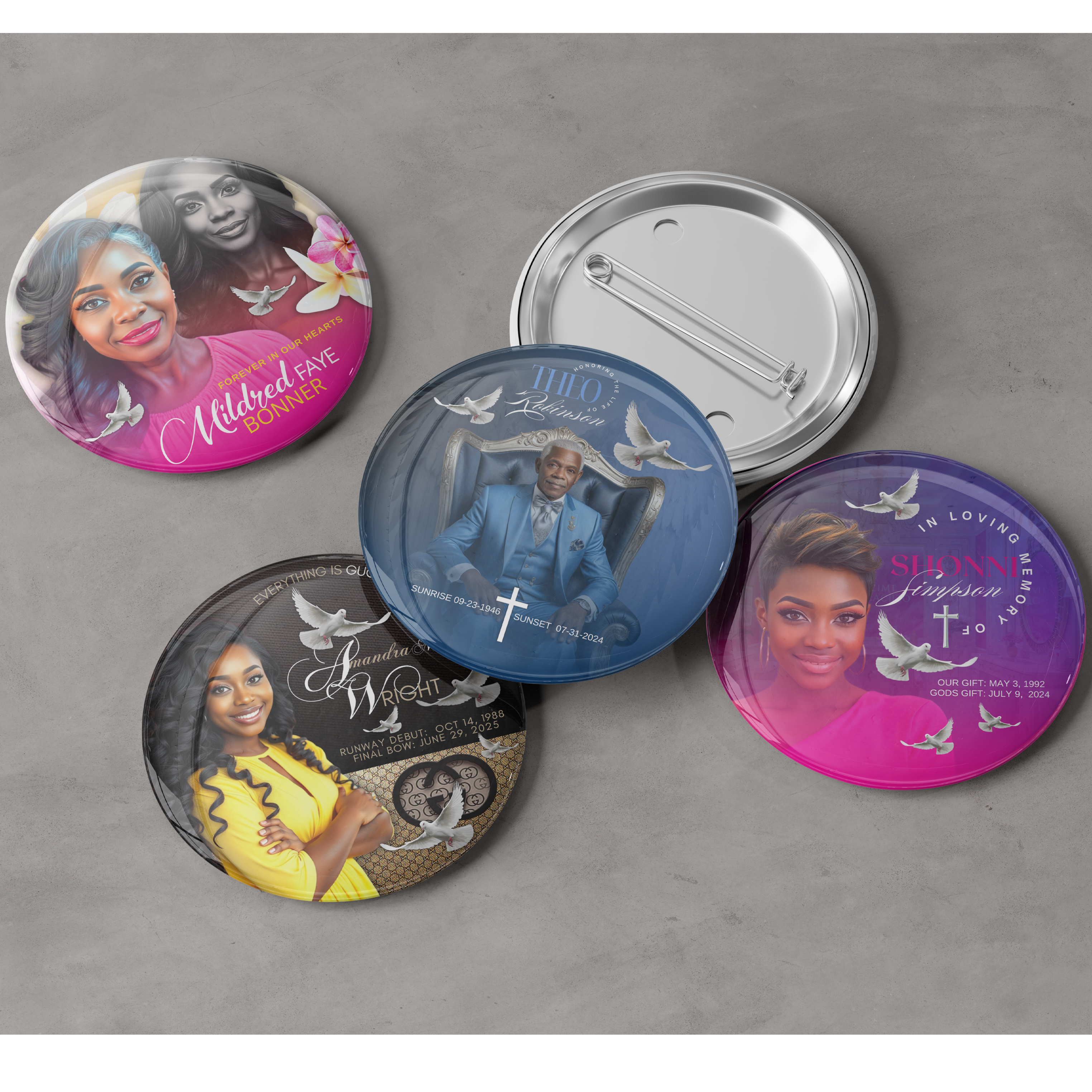 3"Keepsake Tribute Buttons