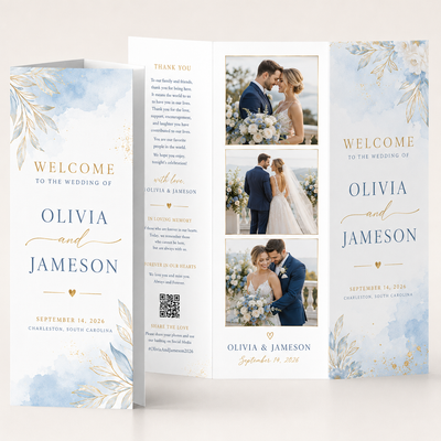 Trifold Wedding Program 3.67" x 8.5"