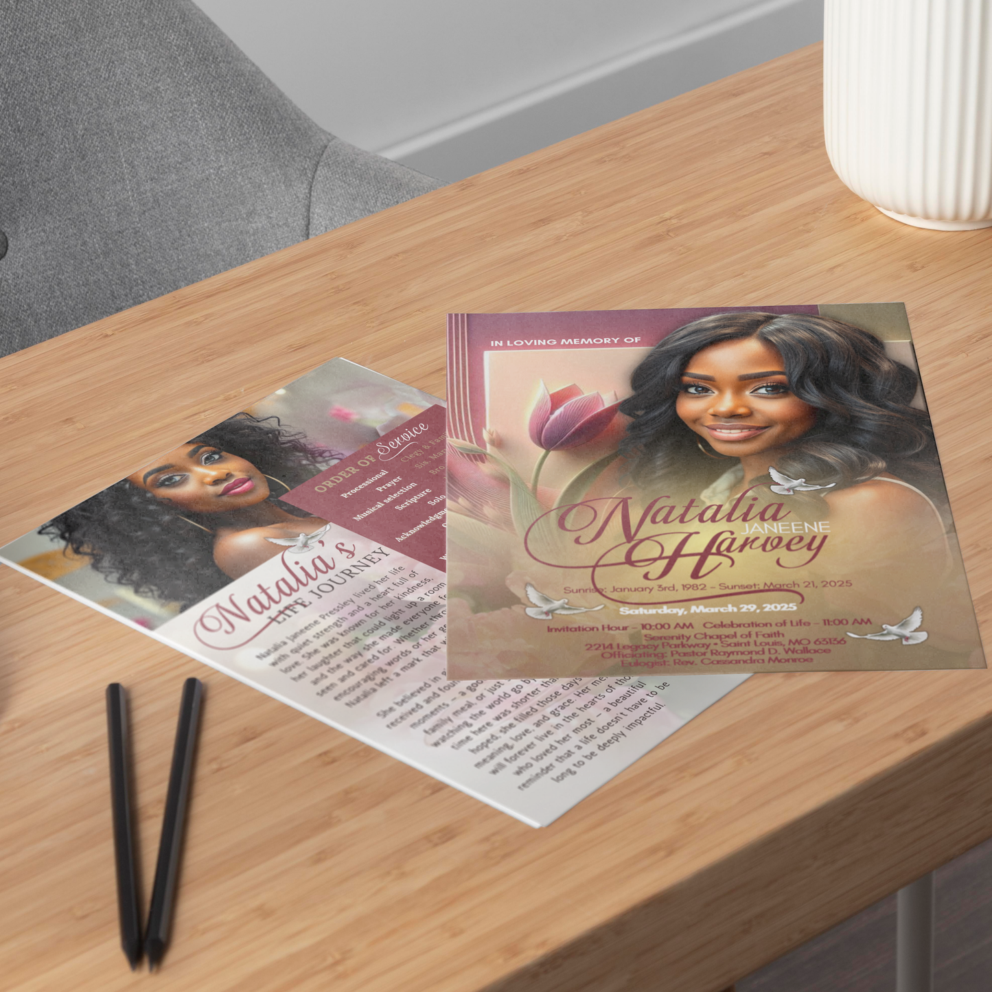 2 Sided Obituary Program - Design Only