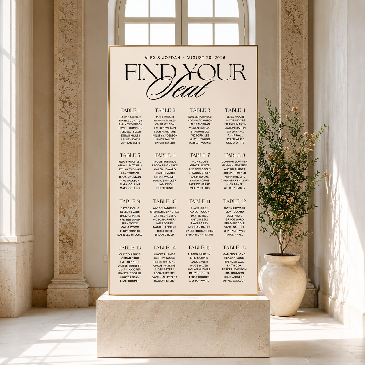 Custom Reception Seating Chart