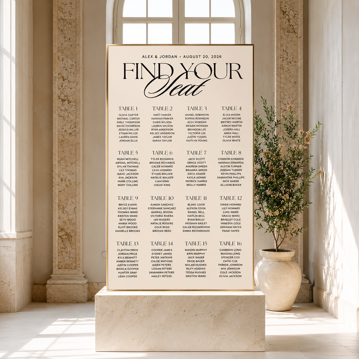 Custom Reception Seating Chart