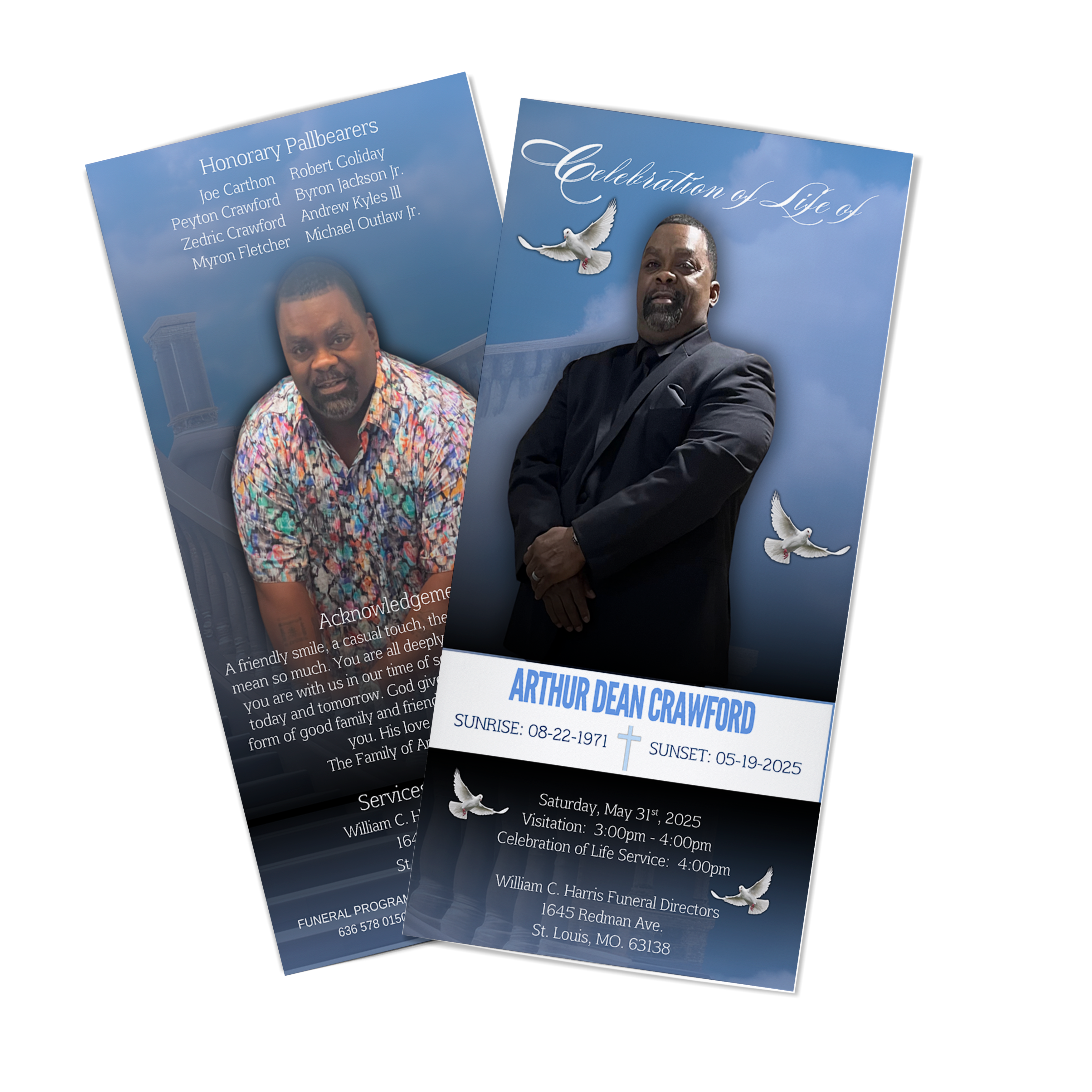 Tribute Trifold Obituary  (Design & Print)