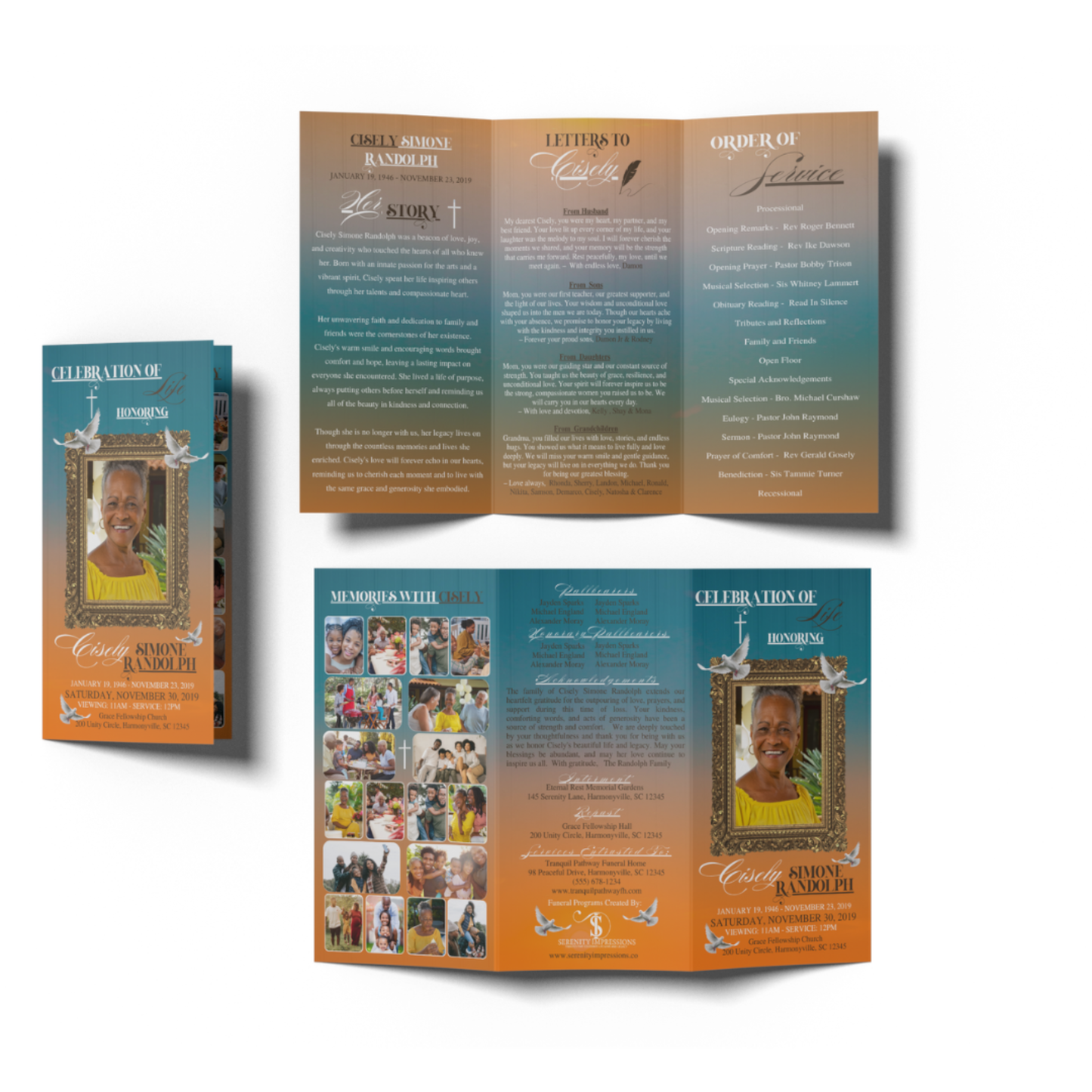 Trifold Obituary  (Design & Print)