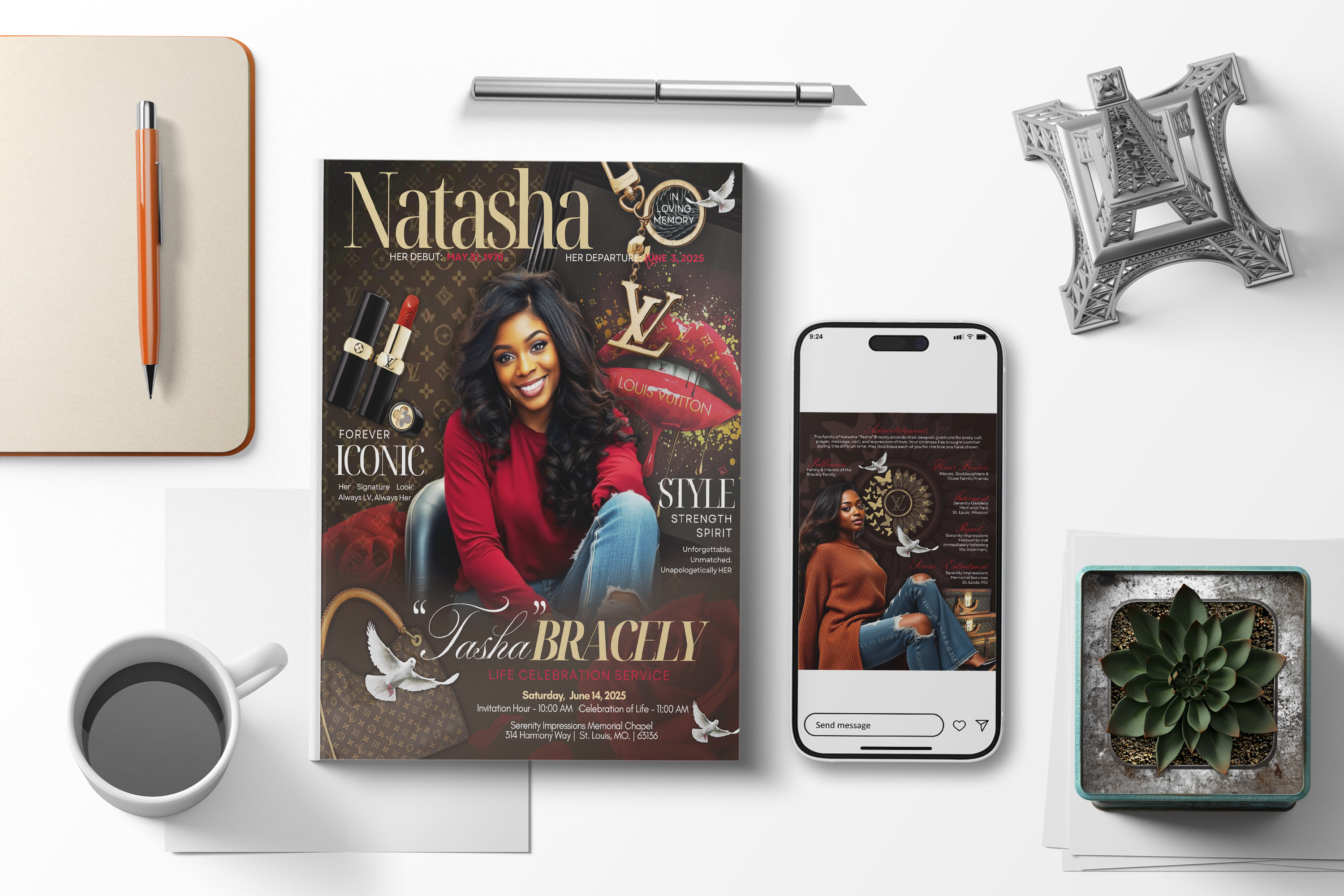 LV INSPIRED OBITUARY BOOKLET- 8 PAGE