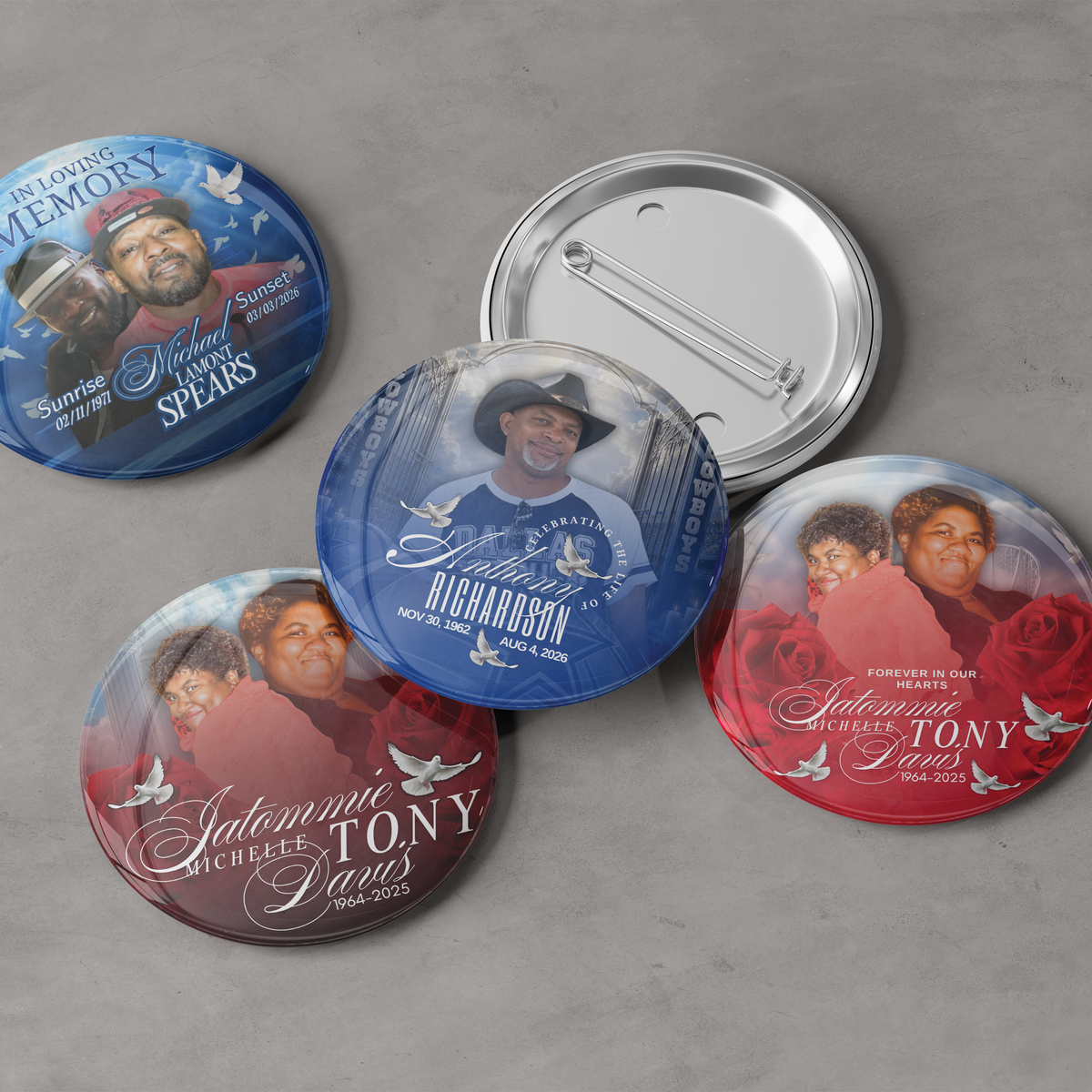 3" Pin Buttons