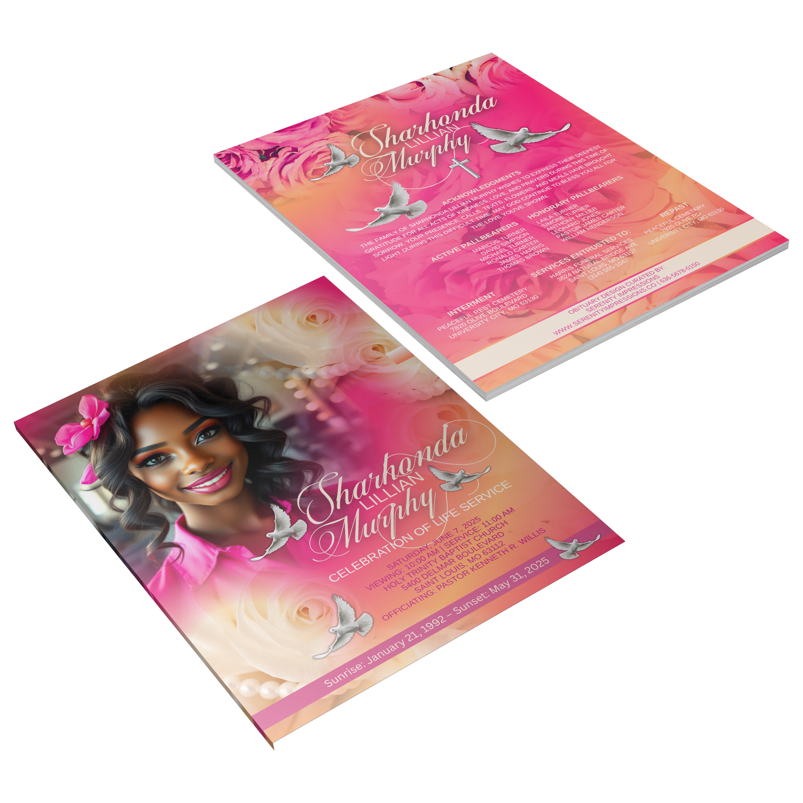 Serenity Customized  Obituary Design