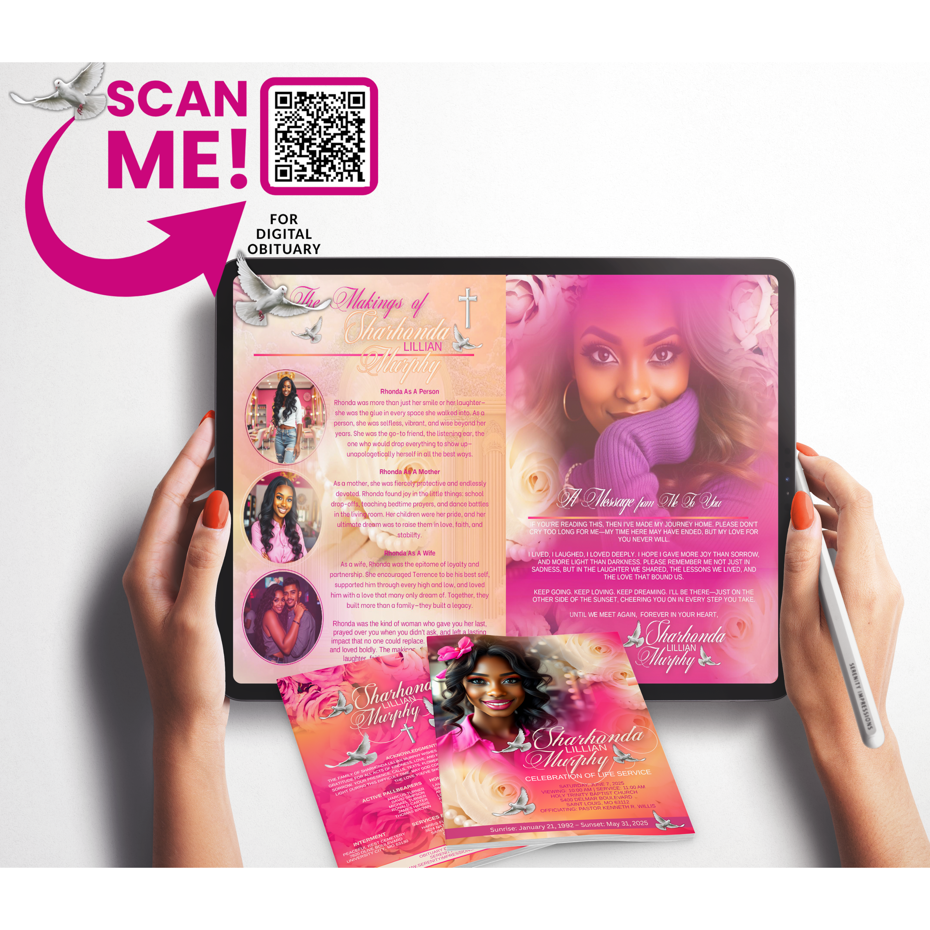 Digital Obituary with QR Code and Access