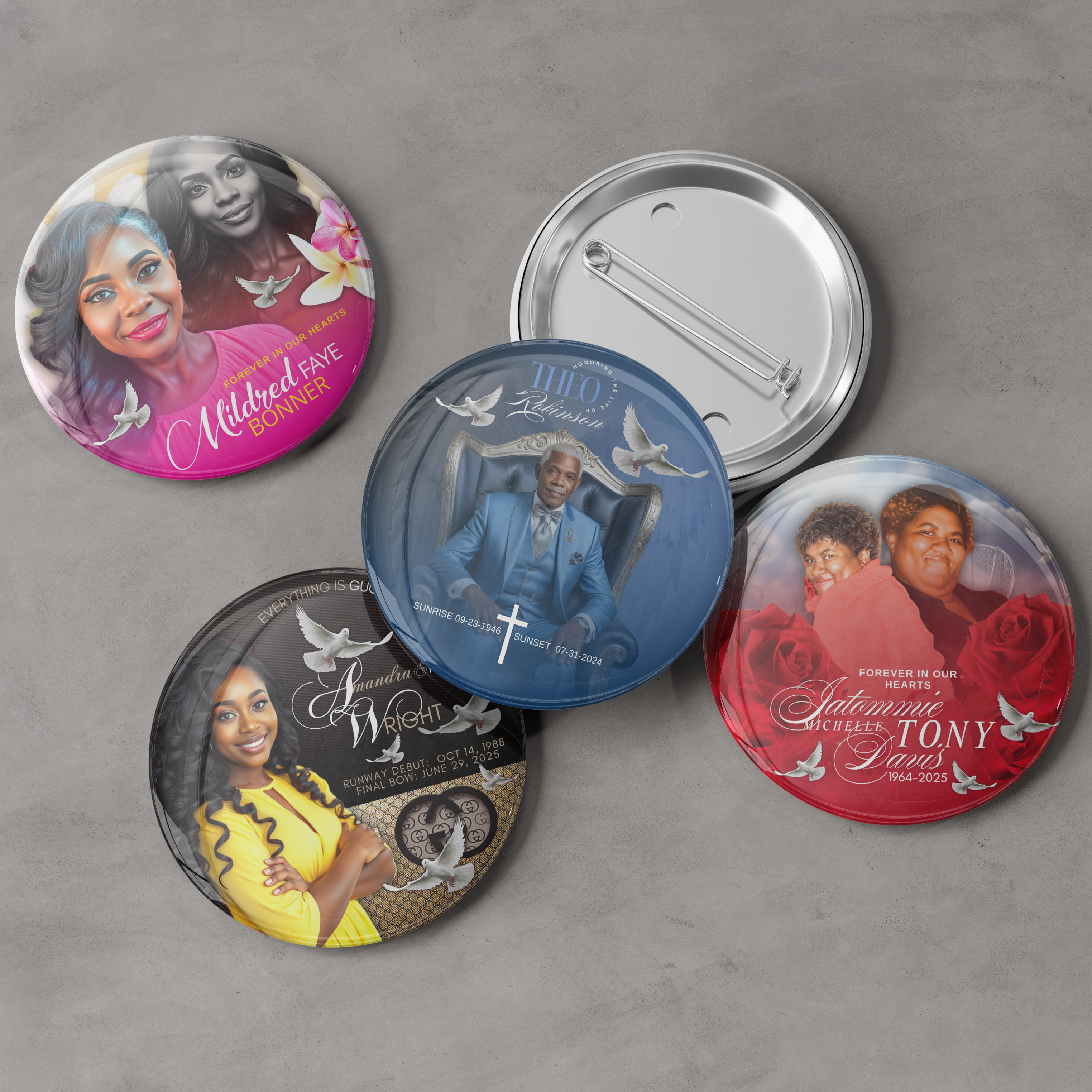 3" Pin Buttons